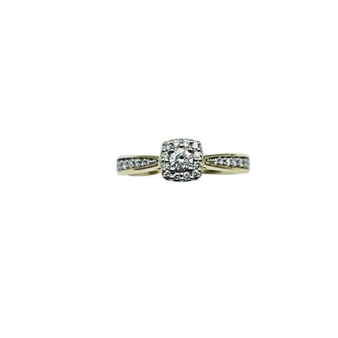 9Kt Yellow Gold Diamond Ring 0.37C