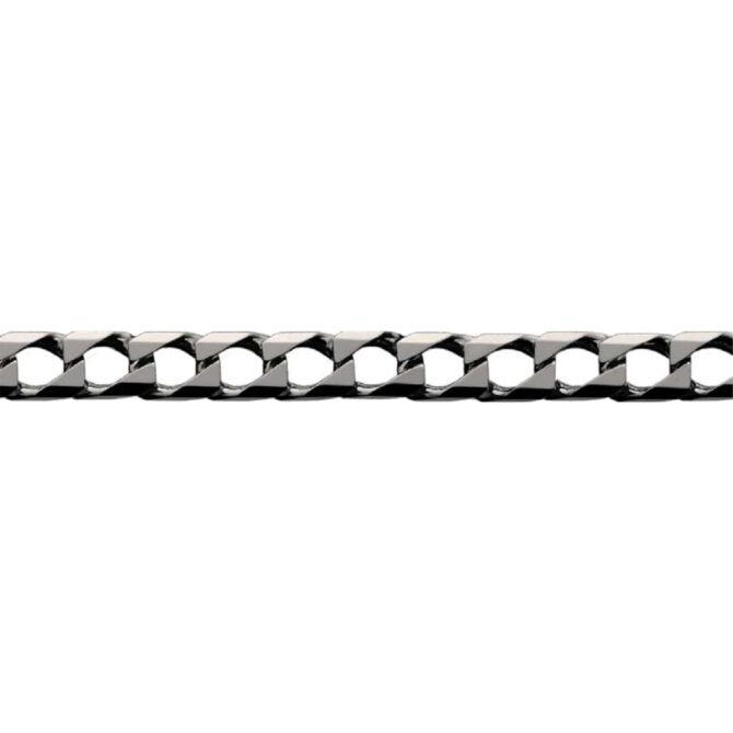 Sterling Silver Curb 10 Side Diamond Cut Chain Oxidated