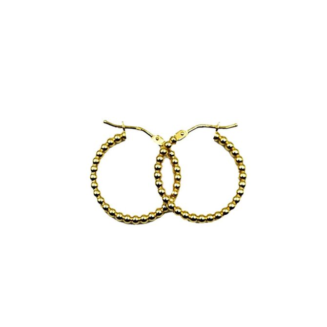 9Kt Yellow Gold Bobble Hoop Earring 20mm x 2mm