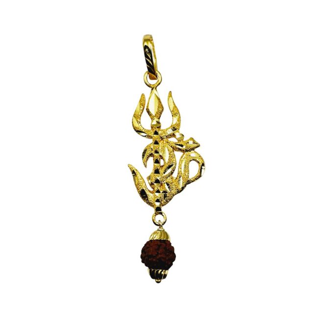 9Kt Gold Hindi Aum & Trishula Pendant