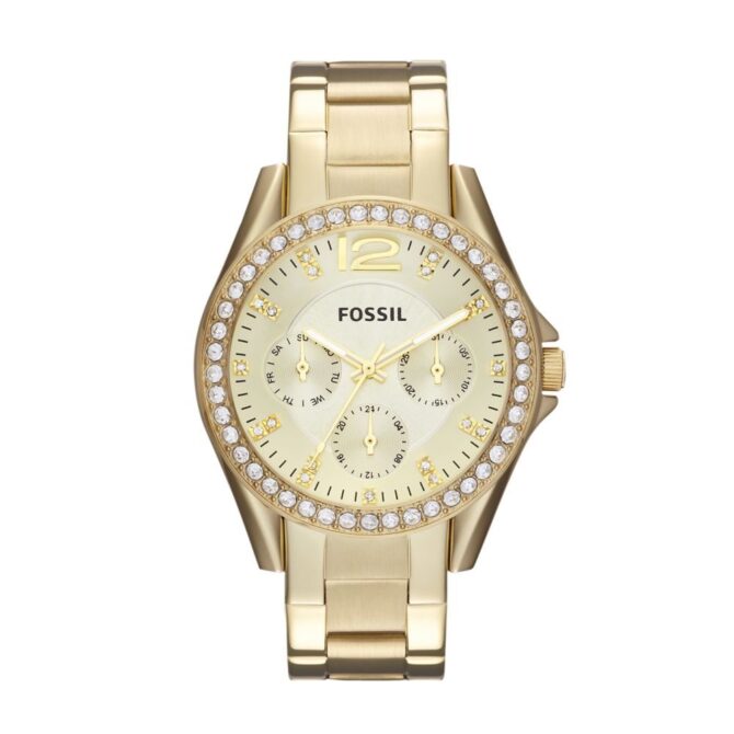 Fossil Women's Riley Gold Round Stainless Steel Watch