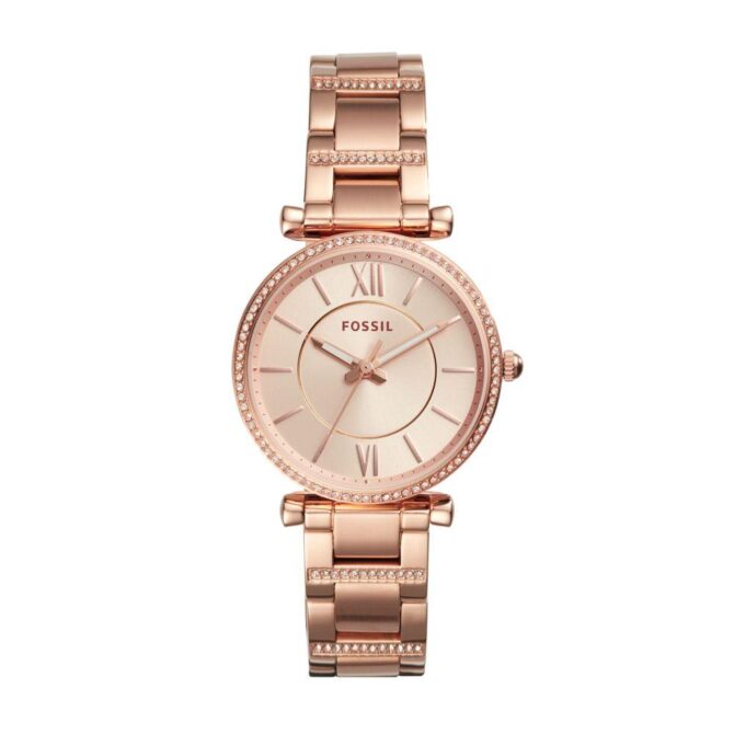 Fossil Women's Carlie Rose Gold Round Stainless Steel Watch