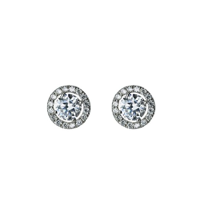 9Kt White Gold Halo Studs