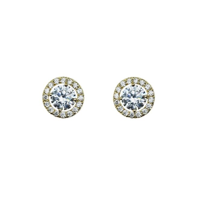 9Kt Gold Halo Stud Earrings